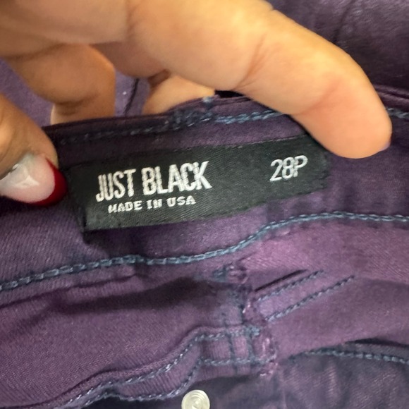 Just Black Denim Womens 28P Skinny Jeans Deep Purple Made in USA Petite Stretch - Picture 5 of 6